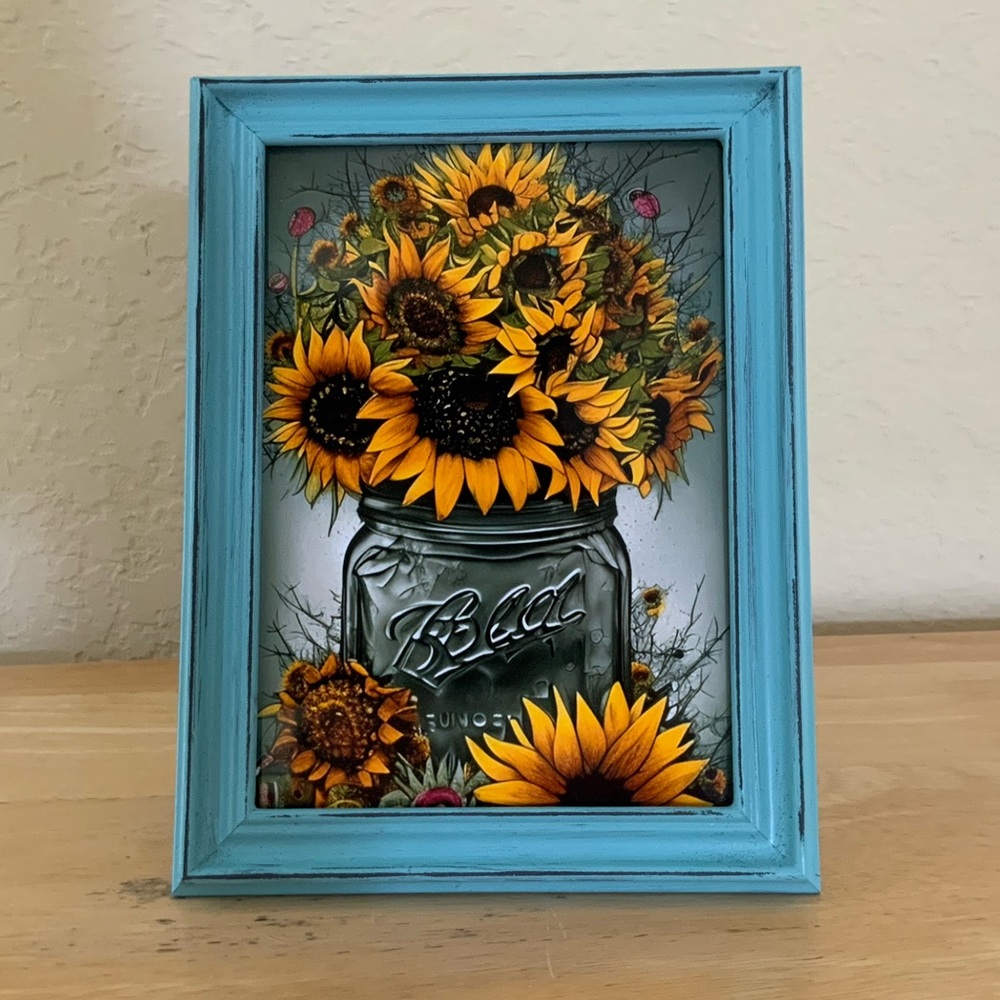 Farmhouse Sunflowers and jar picture 8x10 w/frame